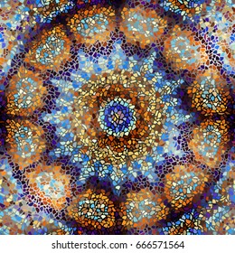 Seamless background pattern. Decorative round mosaic art pattern.