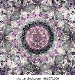 Seamless background pattern. Decorative round mosaic art pattern.
