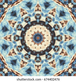 Seamless background pattern. Decorative round mosaic art pattern.