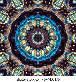Seamless background pattern. Decorative round mosaic art pattern.