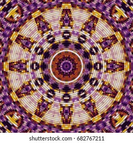 Seamless background pattern. Decorative round mosaic art pattern.