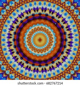 Seamless background pattern. Decorative round mosaic art pattern.
