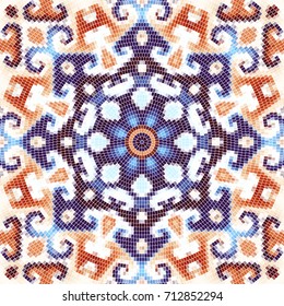 Seamless background pattern. Decorative round mosaic pattern. Gamma of pastel colors.