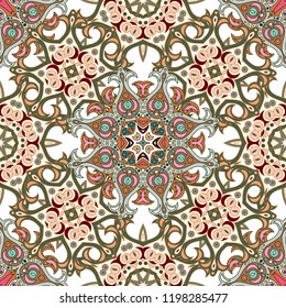 Seamless background pattern. Decorative symmetric mosaic pattern. Vector
