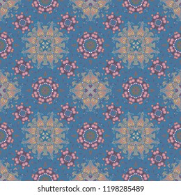 Seamless background pattern. Decorative symmetric mosaic pattern. Vector