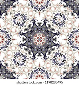 Seamless background pattern. Decorative symmetric mosaic pattern. Vector