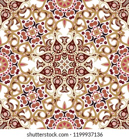 Seamless background pattern. Decorative symmetric mosaic pattern. Vector