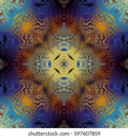 Seamless background pattern. Decorative symmetric mosaic pattern.