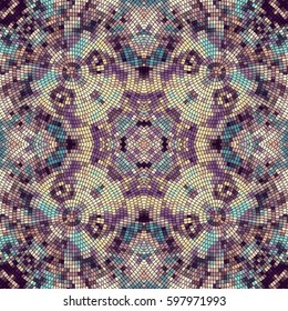 Seamless background pattern. Decorative symmetric mosaic pattern.