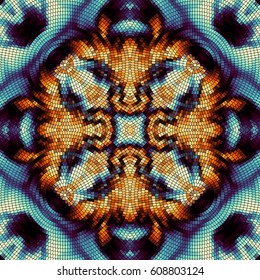 Seamless background pattern. Decorative symmetric mosaic pattern.