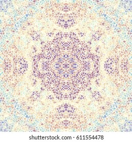 Seamless background pattern. Decorative symmetric mosaic pattern on a white background.