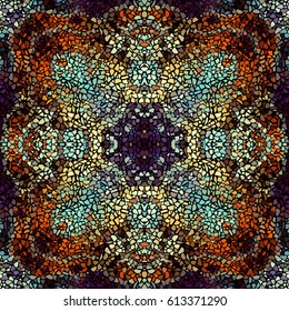 Seamless background pattern. Decorative symmetric mosaic pattern.