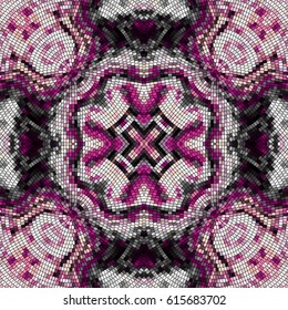 Seamless background pattern. Decorative symmetric mosaic pattern.