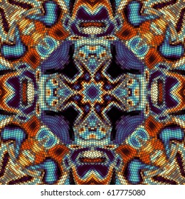 Seamless background pattern. Decorative symmetric mosaic pattern.