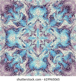 Seamless background pattern. Decorative symmetric mosaic pattern on white background.