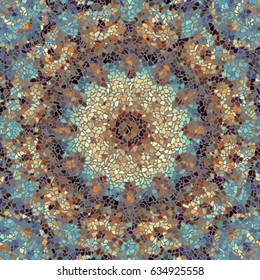 Seamless background pattern. Decorative symmetric mosaic pattern.