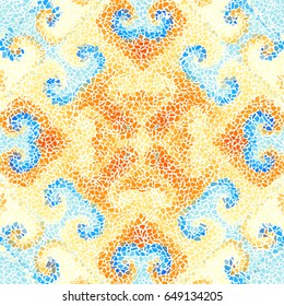 Seamless background pattern. Decorative symmetric mosaic pattern. Gamma of pastel colors.