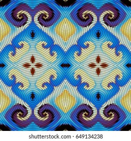 Seamless background pattern. Decorative symmetric mosaic pattern.