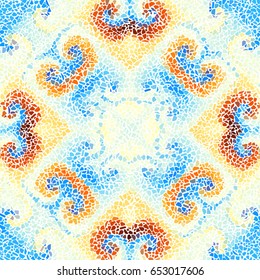 Seamless background pattern. Decorative symmetric mosaic art pattern. Gamma of pastel colors.