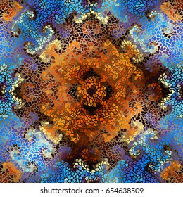 Seamless background pattern. Decorative symmetric mosaic art pattern.