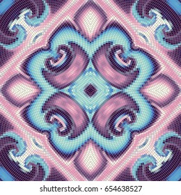 Seamless background pattern. Decorative symmetric mosaic art pattern. Gamma of pastel colors.