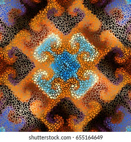 Seamless background pattern. Decorative symmetric mosaic art pattern.