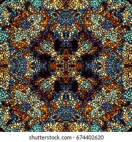 Seamless background pattern. Decorative symmetric mosaic pattern.