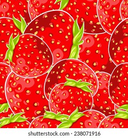 Seamless background with a pattern of delicious juicy ripe red strawberries