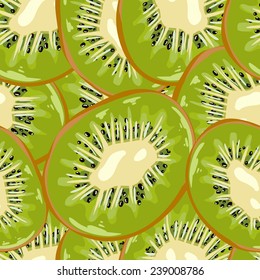 Seamless background with a pattern of delicious juicy ripe green kiwi