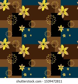 
Seamless background pattern design in gold and square abstract flowers. with gold textures. wall paper designs, paper, backdrops, moderns, vectors. ready to print on fabric