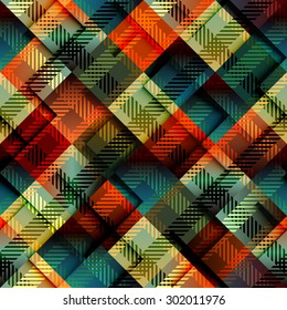 Seamless background pattern. Diagonal plaid with relief effect.