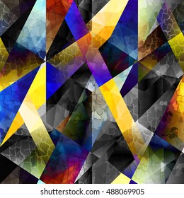 Seamless background pattern. Diagonal strips pattern in a trendy material design style and cracks effect