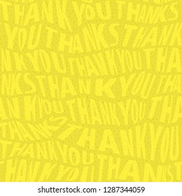 Seamless background pattern with distorted, uppercase thank you text. Hand drawn polka dot texture. Easy to edit colors in Illustrator (eps 10 vector).
