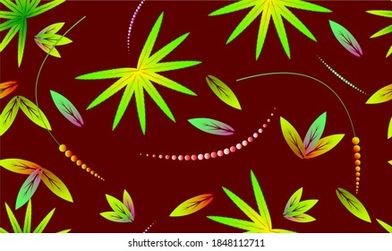 Seamless background pattern of elements of the flora. Vector illustration with objects in the form of leaf patterns. Is used as the texture of fabrics and Wallpapers.