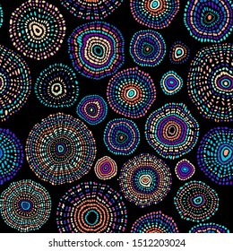 Seamless background pattern. Pattern with ethnic circles. Vector image.