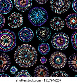 Seamless background pattern. Pattern with ethnic circles. Vector image.