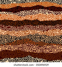 Seamless background pattern. Ethnic strikes pattern in brown colors