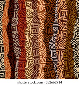 Seamless background pattern. Ethnic strikes pattern in brown colors