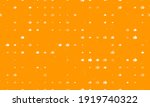 Seamless background pattern of evenly spaced white thumb up symbols of different sizes and opacity. Vector illustration on orange background with stars