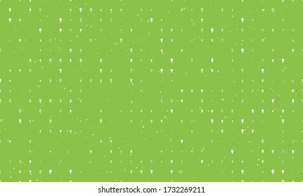 Seamless background pattern of evenly spaced white lamp symbols of different sizes and opacity. Vector illustration on light green background with stars