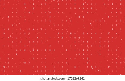 Seamless background pattern of evenly spaced white dna symbols of different sizes and opacity. Vector illustration on red background with stars