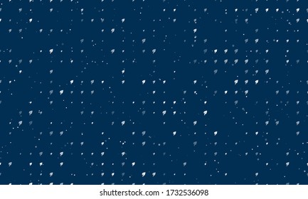 Seamless background pattern of evenly spaced white leaf symbols of different sizes and opacity. Vector illustration on dark blue background with stars