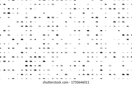 Seamless background pattern of evenly spaced black delivery symbols of different sizes and opacity. Vector illustration on white background
