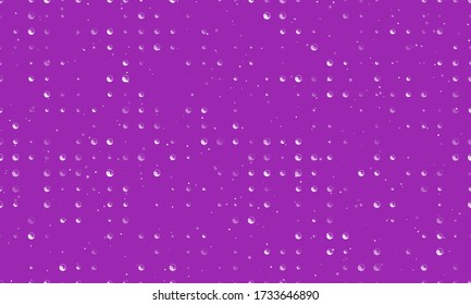 Seamless background pattern of evenly spaced white yin yang symbols of different sizes and opacity. Vector illustration on purple background with stars