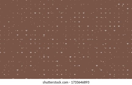 Seamless background pattern of evenly spaced white wifi symbols of different sizes and opacity. Vector illustration on brown background with stars