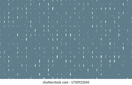 Seamless background pattern of evenly spaced white torch symbols of different sizes and opacity. Vector illustration on blue grey background with stars