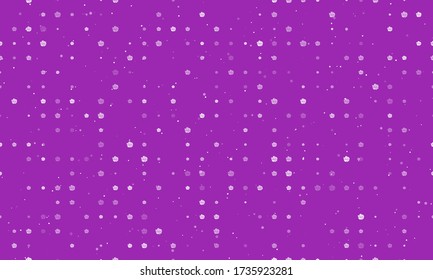 Seamless background pattern of evenly spaced white roses of different sizes and opacity. Vector illustration on purple background with stars