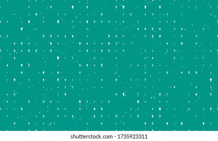 Seamless background pattern of evenly spaced white lamp symbols of different sizes and opacity. Vector illustration on teal background with stars