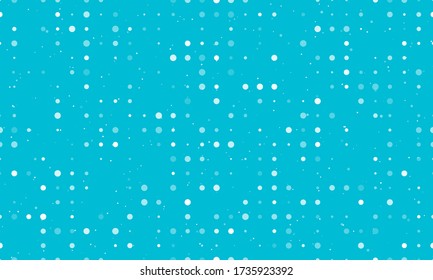 Seamless background pattern of evenly spaced white circles of different sizes and opacity. Vector illustration on cyan background with stars