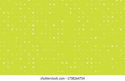 Seamless background pattern of evenly spaced white yin yang symbols of different sizes and opacity. Vector illustration on lime background with stars